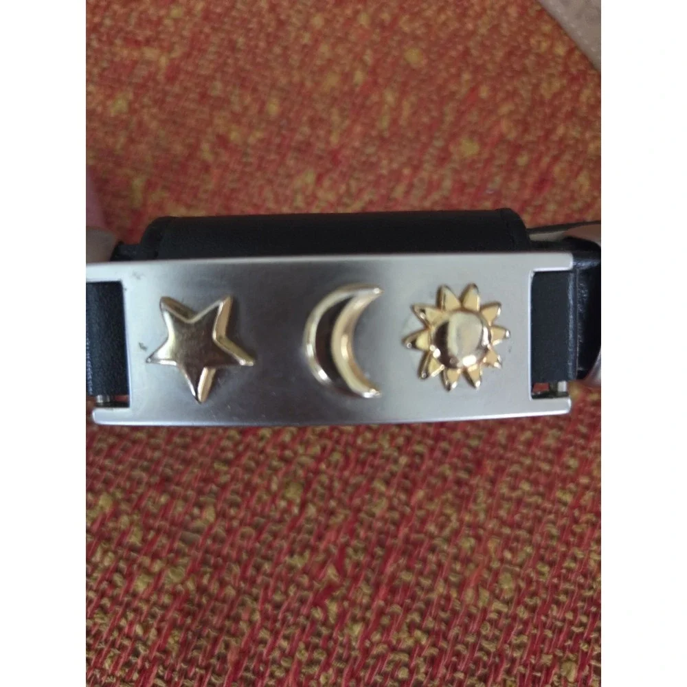 Vtg Leatherock Celestial Belt Women's S/m/L Sun Moon Stars 8671  Silver Gold